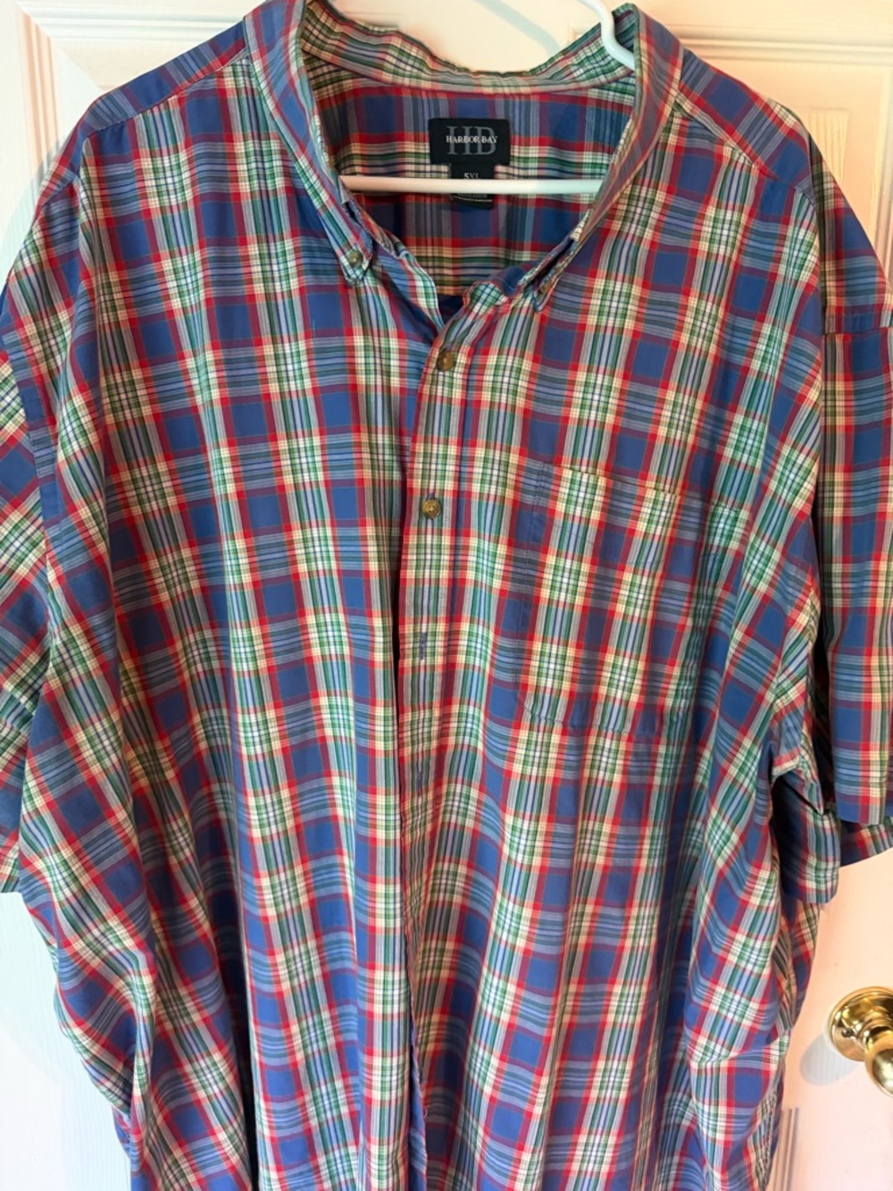 Harbor Bay Red, Blue & Green Plaid Short-Sleeve Button-Down Shirt - Men
